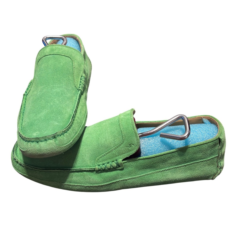 Harrys of London Suede Driving Loafers Men 11 Lime Green Excellent Slip On Italy